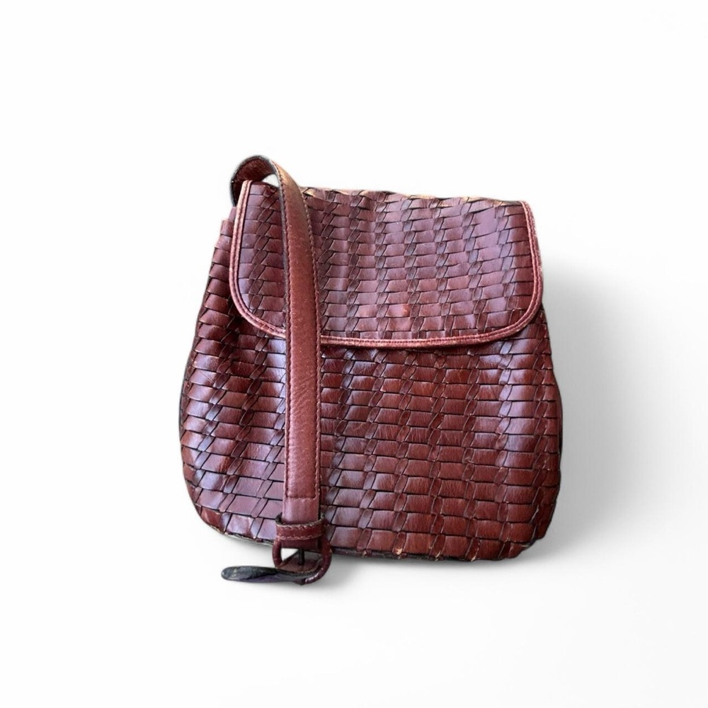 Vintage Fossil Elegant Brown Woven Leather Bag - Picture 3 of 5